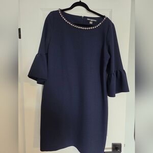 Karl Lagerfeild Navy Blue Dress with Bell Sleeves